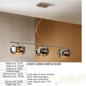 Lustra,Pendul inaltime reglabila, Argos 509213 - Img 2