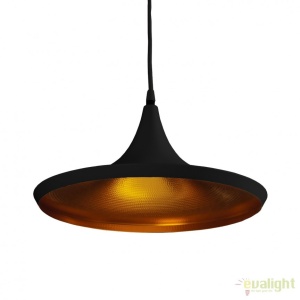 Lustra / Pendul metal design retro CHINK negru/auriu - Img 1
