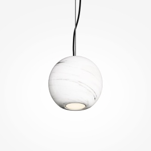 Lustra, Pendul minimalist sfera piatra alba Texture - Img 4