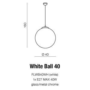 Lustra / Pendul stil modern 40cm Ball alb 183166 universul-luminii.ro