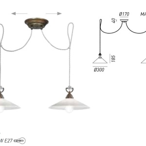 Lustra rustica cu 2 pendule, fabricata manual Tabia 212.10.OV 50086 universul-luminii.ro