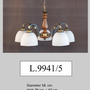 Lustra rustica suspendata cu 5 brate design italian 9941 - Img 2