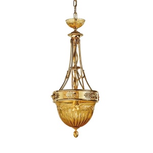 Lustra suspendata clasica LUX realizata manual Amber