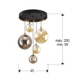 Lustra suspendata cu 5 pendule design modern Dark 222786 universul-luminii.ro