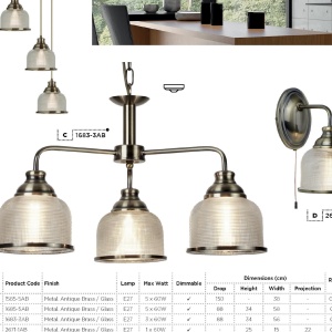 Lustra suspendata design clasic Bistro II 3L alama antique 1683-3AB SRT - Img 5