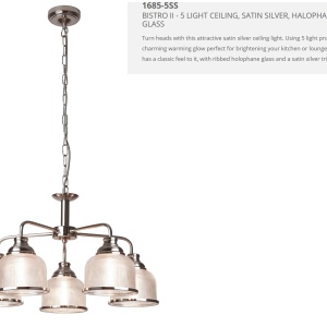 Lustra suspendata design clasic Bistro II 5L argintiu satin 1685-5SS SRT - Img 4