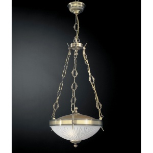 Lustra suspendata design clasic din alama si sticla 5600