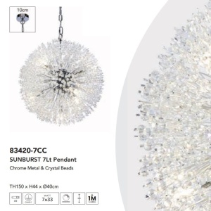 Lustra suspendata design deosebit din margele din sticla Sunburst 7Lt 136126 universul-luminii.ro