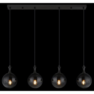 Lustra suspendata design modern DALTON 4L negru/fumuriu - Img 5
