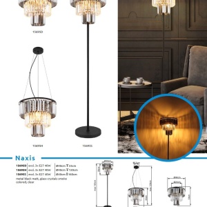 Lustra suspendata design modern NAXIS 3L negru/fumuriu 236146 universul-luminii.ro