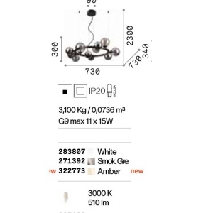 Lustra suspendata design modern Perlage sp11 alama/amber - Img 2