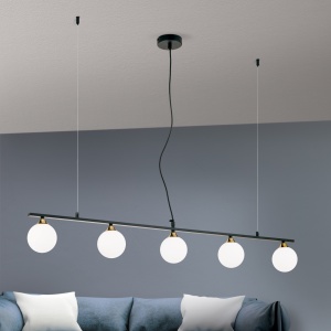 Lustra suspendata design modern SNOWWHITE 5L negru/auriu - Img 2