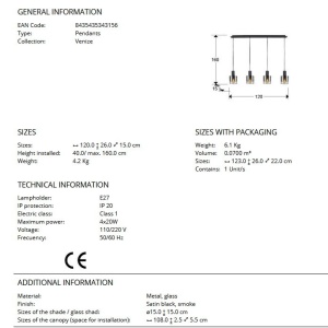 Lustra suspendata design modern Venize 4L - Img 6