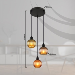 Lustra suspendata design modern ZUMBA 3L negru/multicolor - Img 8