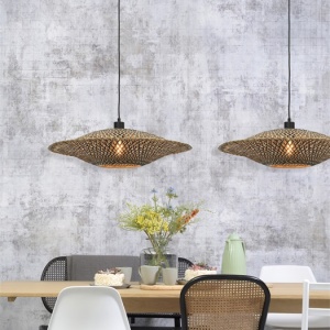 Lustra suspendata din bambus Bali orizontal M, 60cm 89376 universul-luminii.ro