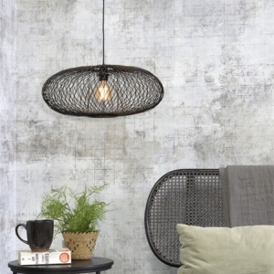 Lustra suspendata din bambus Cango negru, 60x25cm 196036 universul-luminii.ro