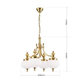 Lustra suspendata eleganta stil clasic Nostalgie 4L alama lucios/opal 241456 universul-luminii.ro