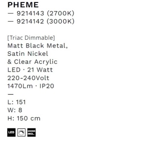 Lustra suspendata LED 3000K PHEME nickel satinat - Img 8