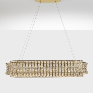 Lustra suspendata LED auriu, cristale sticla CELYSIA 100x30cm 628486 universul-luminii.ro