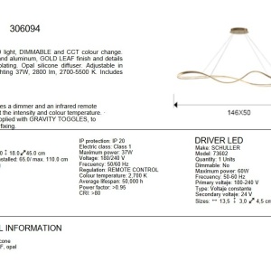 Lustra suspendata LED CCT si telecomanda Lia 124736 universul-luminii.ro