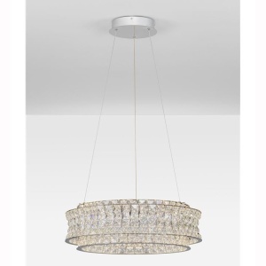 Lustra suspendata LED crom, cristale sticla CELYSIA 60cm 628696 universul-luminii.ro