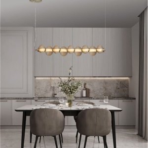 Lustra suspendata LED design modern Leda auriu - Img 3
