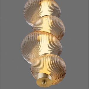 Lustra suspendata LED design modern Leda auriu - Img 5