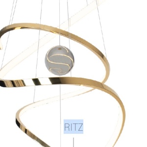Lustra suspendata LED dimabila, design elegant RITZ auriu P0427D MX - Img 5