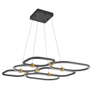 Lustra suspendata LED iluminat sus si jos POLA alb/ auriu