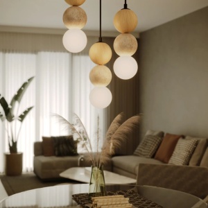 Lustra suspendata, lemn, marmura, sticla, Art Deco Alice - Img 4