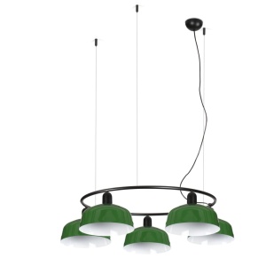 Lustra suspendata metal TATAWIN M 5L negru, verde