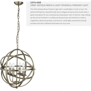 Lustra suspendata stil traditional Orbit alama antic 2474-4AB SRT 74316 universul-luminii.ro