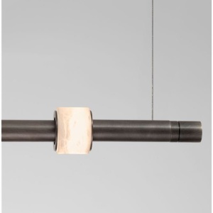 Lustra tub subtire aluminiu gri inchis si alabastru LED MARLOW - Img 5