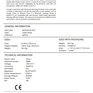 LUSTRA XXL cu 55 pendule LED DIMABILA prin BLUETOOTH Sphere 140cm SV-794691B 193376 universul-luminii.ro