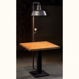 Masa design industrial din fier forjat cu lampa inclusa H 16933