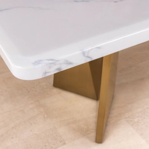 Masa design modern, Metal, Auriu, Marmura, Alb, EXTRAVAGANCIA 200cm, A-45929 VC - Img 3