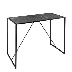 Masa din bar design industrial Slim Line 120cm, negru efect de marmura