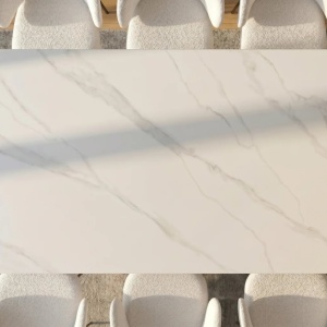 Masa dining cu blat ceramic GALAXIE Alb 180x90cm - Img 6