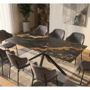 Masa dining cu blat ceramic GALAXIE Aurora Oro 180x90cm