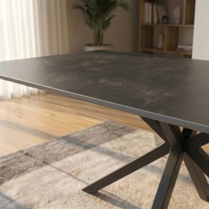 Masa dining cu blat ceramic GALAXIE gri 160x90cm - Img 4