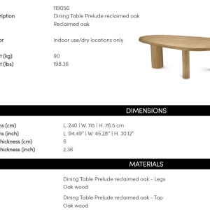 Masa dining din lemn design LUX Prelude, Reclaimed oak - Img 9