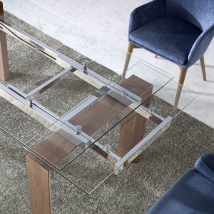 Masa dining extensibila design modern Walnut, 160-240x90cm AC-DT638B - Img 5