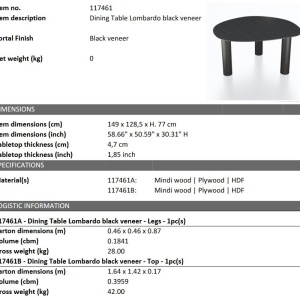 Masa dining moderna design LUX Lombardo negru 149x128cm - Img 2
