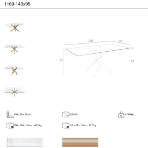 Masa dreptunghiulara design modern Veola auriu roze 140x95cm - Img 5