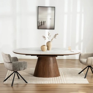 Masa extensibila, Ceramica Alba, Furnir nuc, UNIQUE 160-200cm