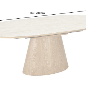 Masa extensibila, Ceramica travertin, Furnir stejar, UNIQUE 160-200cm - Img 3