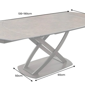 Masa extensibila cu design prin rotire Inception 130-190cm aspect ruginiu - Img 4