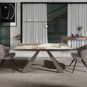 Masa extensibila deosebita design LUX Porcelain Marble 160-240cm - Img 6