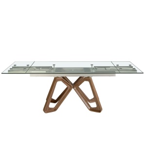 Masa extensibila deosebita design LUX Walnut-Glass 160-240x90cm - Img 9