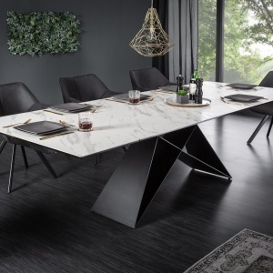 Masa extensibila design extravagant Prometheus 180-260cm, gri alb - Img 6